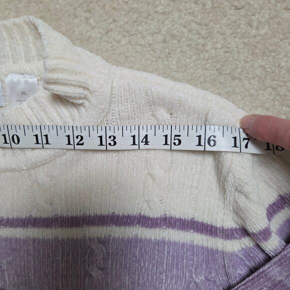 Alfred Dunner XL Mock Neck Purple Ombre Cable Knit Chenille Pullover Sweater - Picture 3 of 10